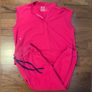 Pink FIGS scrubs (top size L, pants size XLp)